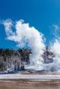 Colorful Porcelain Basin area trail with steaming vents and fumaroles in Yellowstone National Park, Wyoming Royalty Free Stock Photo