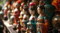 Colorful Porcelain Figurines in a Display - AI Generated