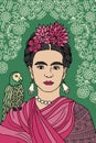 Colorful portrait of Frida Kahlo