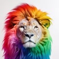 Unrestrained Creativity: A Lion With A Rainbow Colored Mane