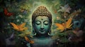 colorful portrait of sacred serene buddha god, buddhism religion concept wallpaper