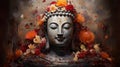 colorful portrait of sacred serene buddha god, buddhism religion concept wallpaper