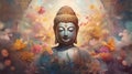 colorful portrait of sacred serene buddha god, buddhism religion concept wallpaper