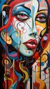 Colorful Portrait Of A Woman: Abstract Paintings On Canvas