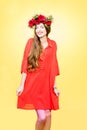 Colorful portrait of a woman with flower wreath