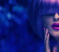 Colorful portrait of a woman wearing fashionable wig Royalty Free Stock Photo