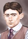 Colorful portrait of a writer Franz Kafka