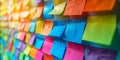 Colorful Post-It Notes on Wall. Generative AI Royalty Free Stock Photo