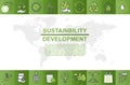 Colorful poster design for sustainability development and global green industries business.