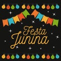 Colorful poster of nightly background of festa junina