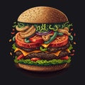 Colorful poster  art hamburger Royalty Free Stock Photo