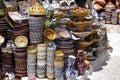 Colorful pottery in the bazaar,Essauria, Morocco Royalty Free Stock Photo