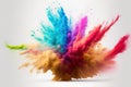 Colorful powder being launched, isolated against a white background Royalty Free Stock Photo