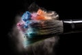 colorful powder with cosmetic brush , Make-up and beauty concept, Generative AI Royalty Free Stock Photo