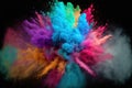 colorful powder eruption against a dark background