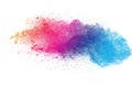 Colorful powder explosion on white background. Abstract pastel color dust particles splash Royalty Free Stock Photo