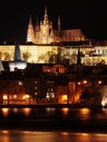 Colorful Prague gothic Castle in the Night