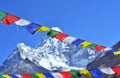 Colorful prayer flags and Ama Dablam Royalty Free Stock Photo