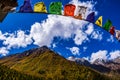 Colorful prayer flags at Chitkul village Royalty Free Stock Photo
