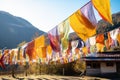 colorful prayer flags fluttering in the wind Royalty Free Stock Photo