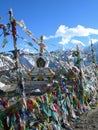 Colorful prayer flags in himalaya region Royalty Free Stock Photo