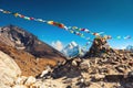 Colorful prayer flags on Thokla pass, Himalayas, Nepal Royalty Free Stock Photo