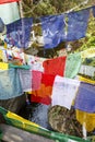 Colorful prayerflags at Burning Lake, a religious site, Jakar, Bumthang Valley, Bhutan Royalty Free Stock Photo