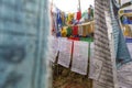 Colorful prayerflags at Burning Lake, a religious site, Jakar, Bumthang Valley, Bhutan Royalty Free Stock Photo