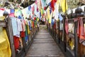 Colorful prayerflags at Burning Lake, a religious site, Jakar, Bumthang Valley, Bhutan Royalty Free Stock Photo