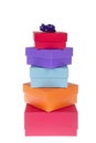Colorful present boxes stacked Royalty Free Stock Photo