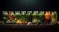 Artistic Display of Preserved Vegetables in Jars AI generated digital art