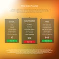 Colorful pricing table Royalty Free Stock Photo