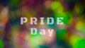 Colorful Pride text isolated in bokeh background, Background concept of LGBTQ or International Pride day