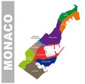Colorful Principality of Monaco administrative and political map