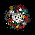 Colorful print with skull and bones. Royalty Free Stock Photo