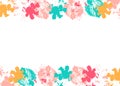 Colorful prints of leaves. Flower frame. White background for text
