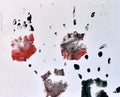 Colorful prints on the paper. Hand Prints and Smears. Royalty Free Stock Photo