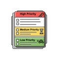 Colorful Priority List with Checkboxes and Icons for Task Management Royalty Free Stock Photo