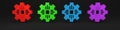 Colorful Processor icon isolated on black background. CPU, central processing unit, microchip, microcircuit, computer