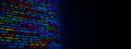 Colorful programming code on dark background with empty space on the right. 3D Rendering