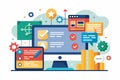 A colorful programming language interface displays scripts, notifications, and visual elements for coding, Improved programming Royalty Free Stock Photo