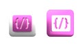 Colorful Programming language syntax icon isolated on white background. Syntax programming file system. Square button