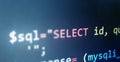 Colorful programming php and html code on a monitor. PHP language code closeup. Backend programming, software development concept Royalty Free Stock Photo