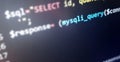 Colorful programming php and html code on a monitor. PHP language code closeup. Backend programming, software development concept Royalty Free Stock Photo