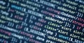 Colorful programming php and html code on a monitor. PHP language code closeup. Backend programming, software development concept Royalty Free Stock Photo