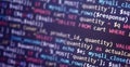 Colorful programming php and html code on a monitor. PHP language code closeup. Backend programming, software development concept Royalty Free Stock Photo