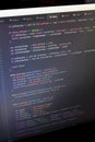 Colorful programming php and html code on a monitor.