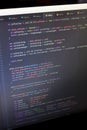 Colorful programming php and html code on a monitor. Royalty Free Stock Photo