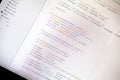 Colorful programming php and html code on a monitor. Royalty Free Stock Photo