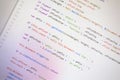 Colorful programming php and html code on a monitor. Royalty Free Stock Photo